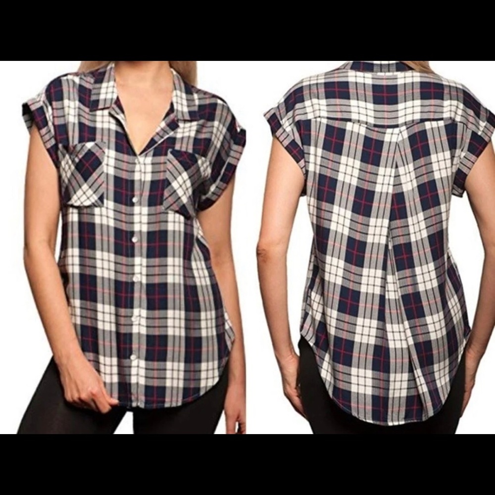 NWOT Jachs Girlfriend Plaid Shortsleeve Shirt